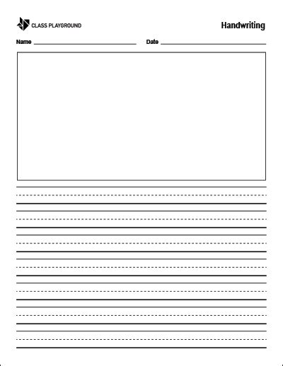 Printable Handwriting Paper Small With Picture Frame