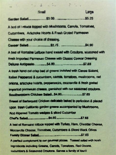 Menu At Pizza Chef Gourmet Pizza Pizzeria Florence 857 Florence Blvd