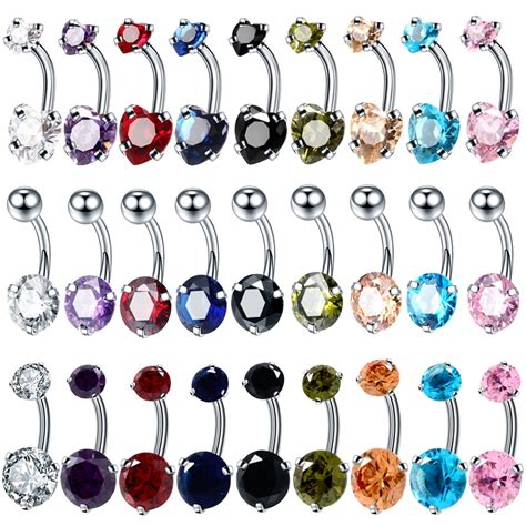 Cz Crystal Stone Belly Button Rings Pircing Surgical Steel Belly Bars Belly Rings Sexy Women