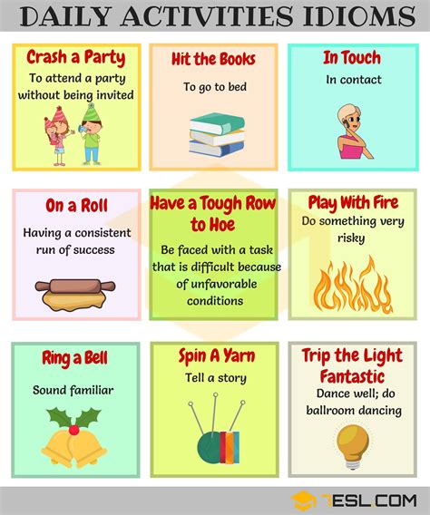 Commonly Used Daily Routines Idioms In English E S L