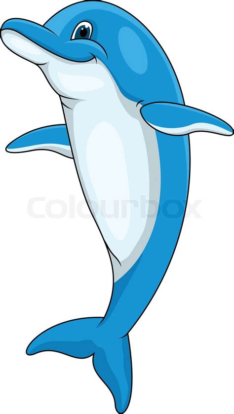 Funny Dolphin Cartoon Stock Vector Colourbox