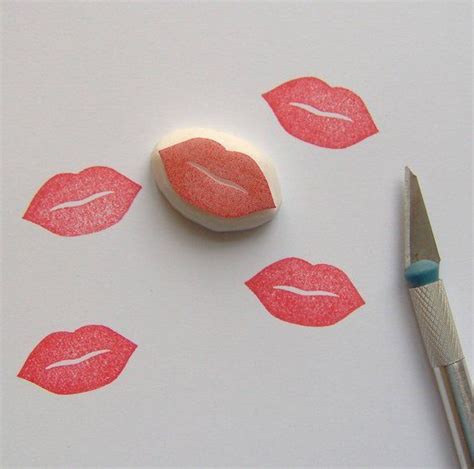 Kiss Stamp Lips Stamp Lips Rubber Stamp Lip Stamp Kissing Lips
