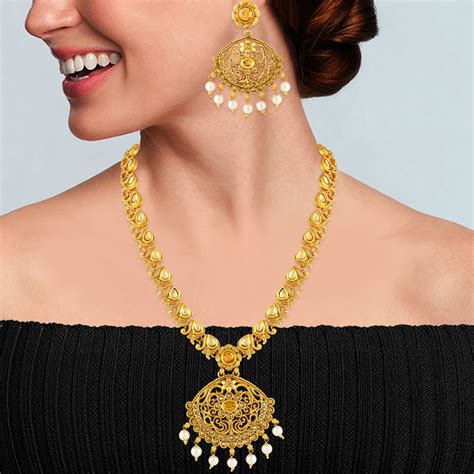 buy asmitta traditional filigiree design gold plated lct stone necklace