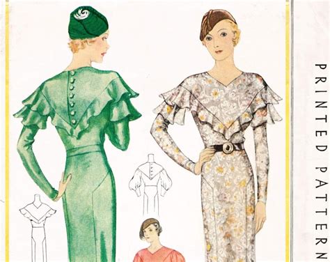 1930s Vintage Sewing Pattern Reproduction 30s Dress Sleeves Etsy
