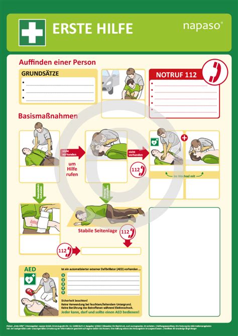Erste Hilfe Plakat A1 Für Die Erste Hilfe Ausbildung Napaso Medde