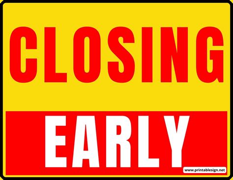 Closing Early Signs Clip Art | FREE Download