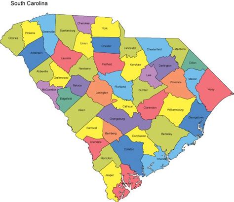 South Carolina Map With Counties