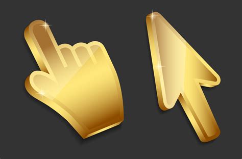Mouse Hand And Arrow Gold Cursors Vector Illustration 3100215 Vector