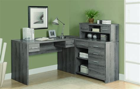 Teak wood with an under right side connected extension. Modern L-Shaped Desk with Great Storage in Dark Taupe ...
