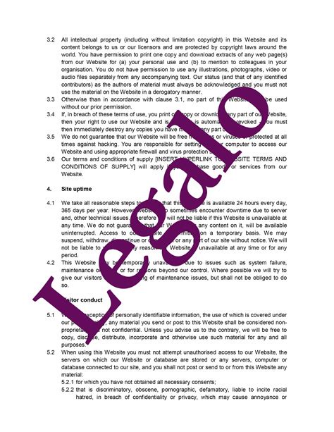 Terms of Use of Website Template - Legalo, United Kingdom