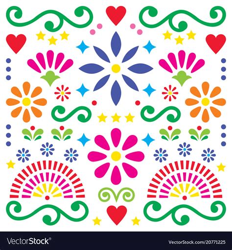 Mexican Folk Art Pattern Colorful Design Vector Image