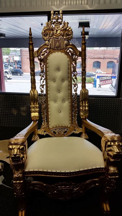 Lion Head Throne Chair White And Gold King Or By Simplycreative2
