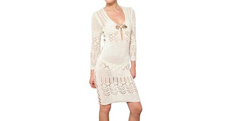 Emilio Pucci Jewelled Cotton Crochet Dress In White Lyst