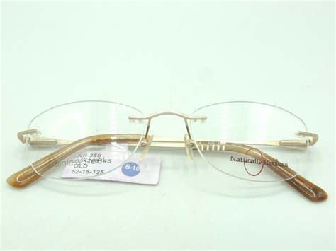 naturally rimless 359 gold rimless rx optical eyeglass frame