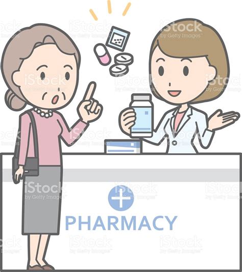 A Pharmc Woman Paying For Her Phone At The Pharmacy Royalty Illustration
