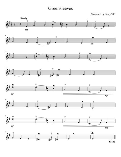Easy piano notes sheet music Greensleeves Sheet music for Violin | Download free in PDF ...