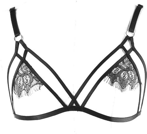 Lace Sheer Harness Caged Bralette Sexy Crop Top See Through Body Plus Size Black O0546 At