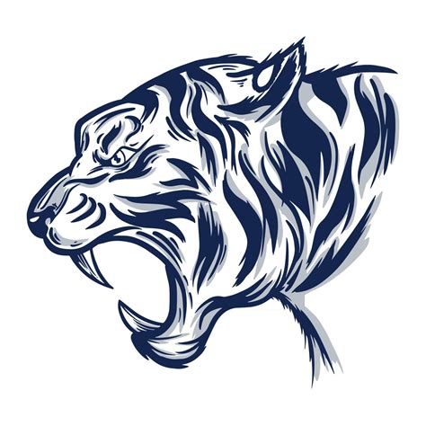 Side View Of Tiger Head Illustration 2400044 Vector Art At Vecteezy