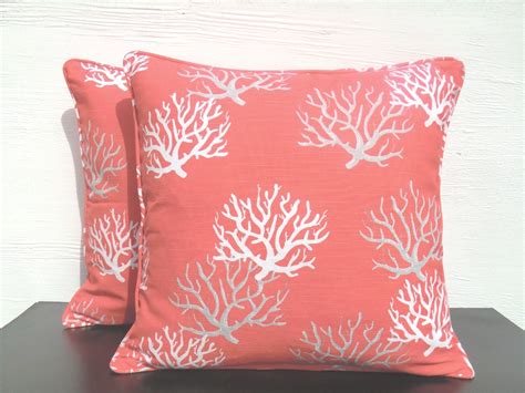 Coral Throw Pillow Cover Coral Cushion 20x20 Beach By Anitascasa
