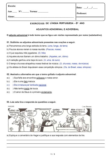 Exercicios De Adjuntos Adverbiais