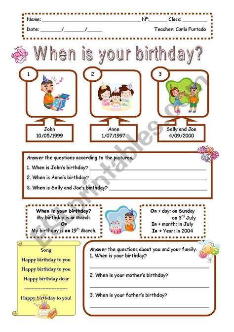 When Is Your Birthday Esl Worksheet By Achadinha English Worksheets