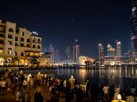 City Dubai Lights Night Skyscraper Tourism Travel Water 4k