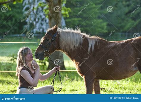Woman And Shetland Pony Royalty Free Stock Images Image 13991539
