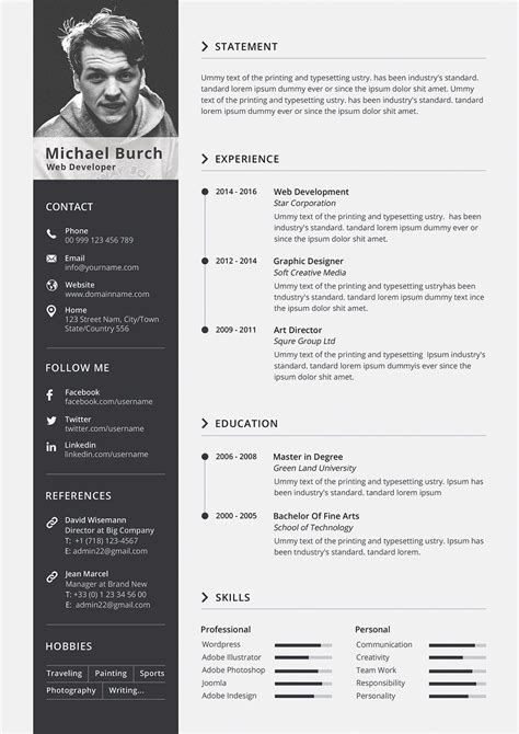 Psd, pdf, doc, pages, eps. Minimal Cv-Resume by Designs Bird on @creativemarket ...