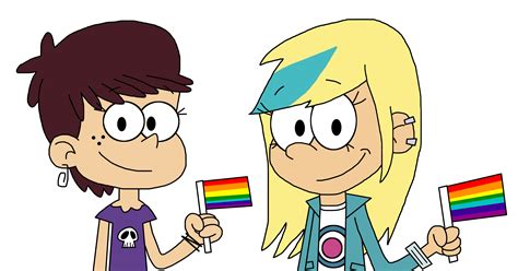 Luna Loud and Sam Sharp with LGBT flags by Ultra-Shounen-Kai-Z on