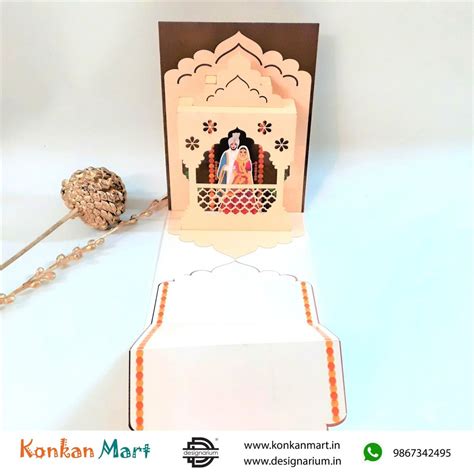 Royal Palace 3d Popup Jharokha Wedding Invitation Card Marigolds