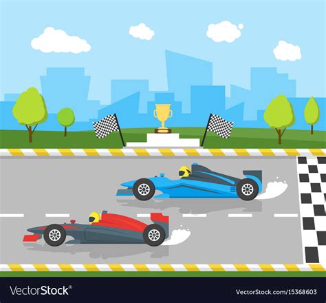 Cartoon Car Racing Sport Professional Competition Vector Image
