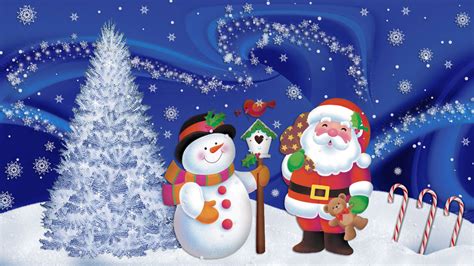 Santa Claus With Snowman On Snow Hd Cute Christmas Wallpapers Hd