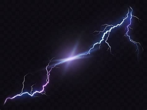 Vector Illustration Of A Realistic Style Of Bright Glowing Lightning