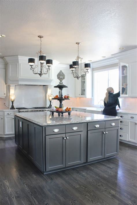gray wood grain kitchen cabinets - Google Search | Grey kitchen floor