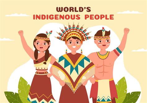 Día Mundial De Los Pueblos Indígenas El 9 De Agosto Ilustración Plana