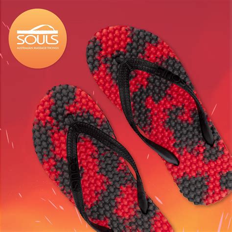 souls footwear fiery red multi original massage thongs