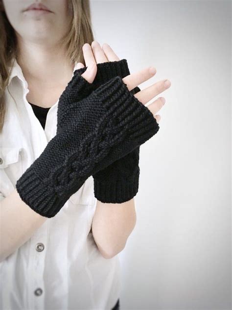 Black Fingerless Winter Gloves For Women These Cute Knitted