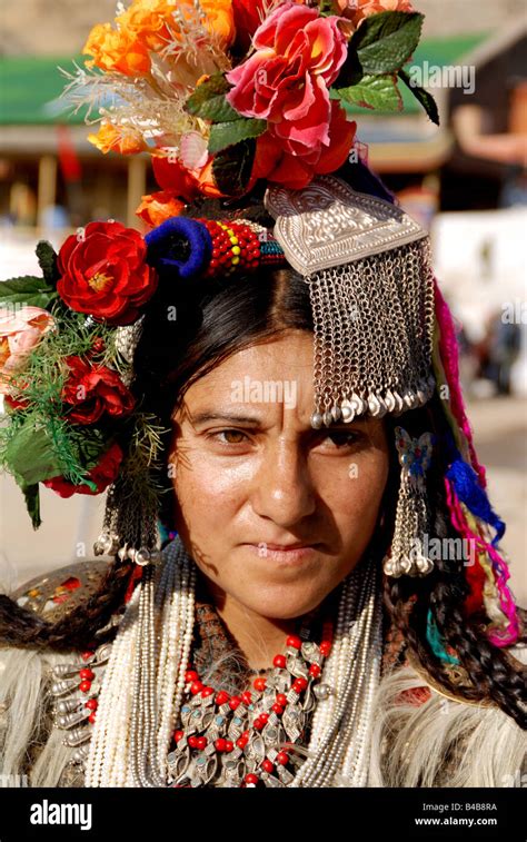 Ladakhi Woman Have Ladakhi Traditional Dress In Ladakh Stock Photo