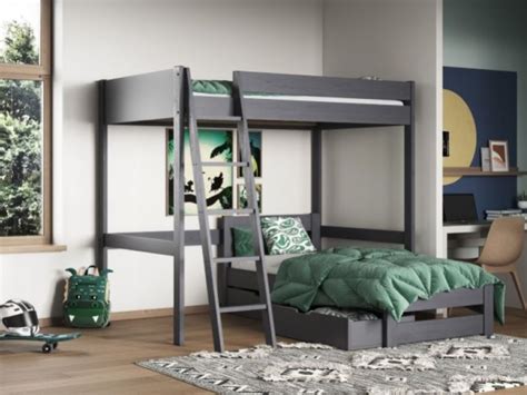 Noomi Tera Grey Wooden Small Double L Shaped Highsleeper Bunk Bed With