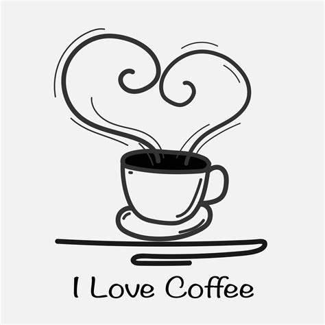 I Love Coffee Hand Drawn Vector Illustration Doodle Art 584220 Vector