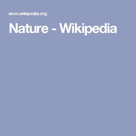 Nature Wikipedia Nature Knowledge Wikipedia