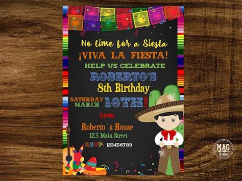 Invitación Mexicana Invitación De Fiesta Mexicana Etsy México