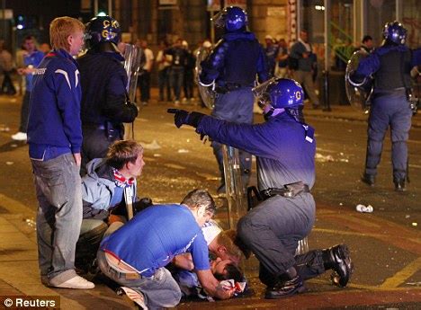 Hundreds of rangers fans caused mayhem as the uefa cup final was played in the city two years ago. Suspected hooligans in court over Manchester street riots ...