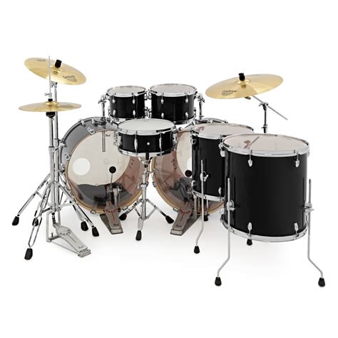 Pearl Exx Export 7pc Double Bass Drum Kit Jet Black Gear4music
