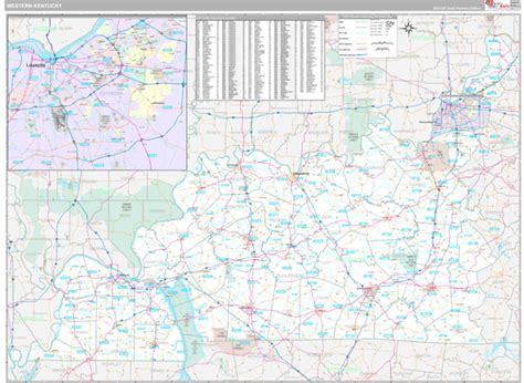 Kentucky Western Wall Map Premium Style By Marketmaps Mapsales