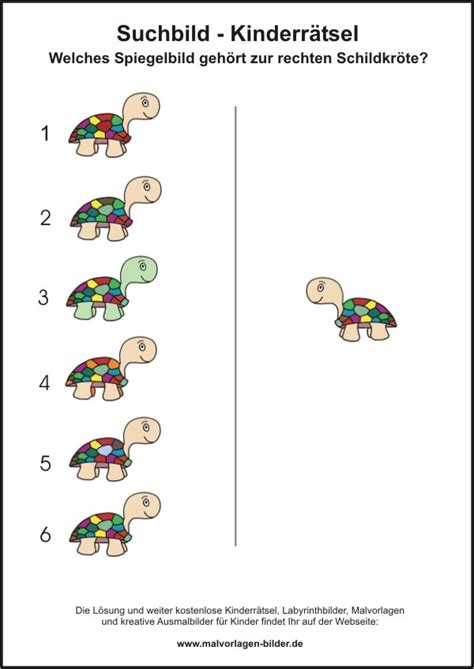 Sehtest zum ermitteln der sehscharfe pdf. Gratis Kinderrätsel mit der Schildkröte zum Ausdrucken - Malvorlagen