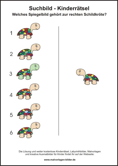 Kinder bis sechs jahren und erfahrung im bauen von bastelbögen benötigen. Gratis Kinderrätsel mit der Schildkröte zum Ausdrucken - Malvorlagen