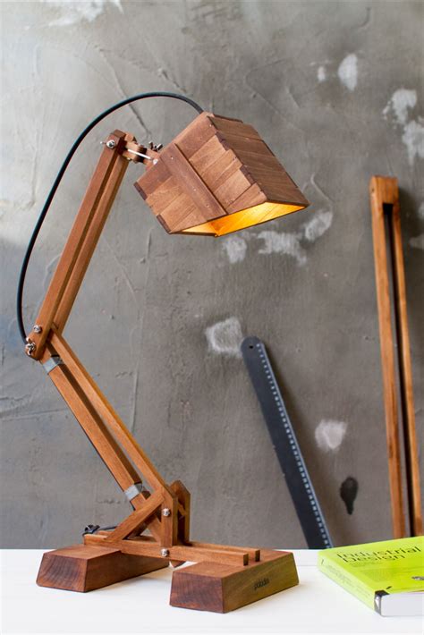 Kran Articulated Wooden Desk Lamp Made By Hand Wooden Desk Lamp Desk