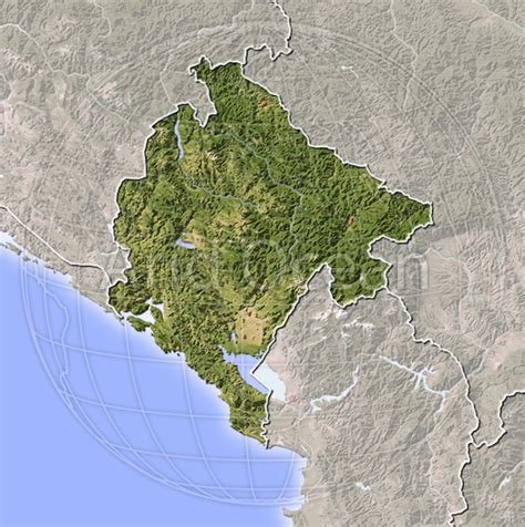 Montenegro Shaded Relief Map