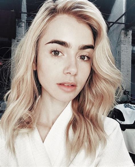 Lily Collins Blonde Hair Bold Brows Blonde Hair